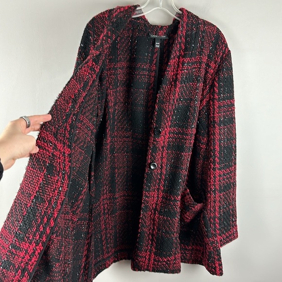 Lane Bryant Tweed Shimmer Blazer Plaid Jacket Boucle Red Size 26/28 - Picture 13 of 16
